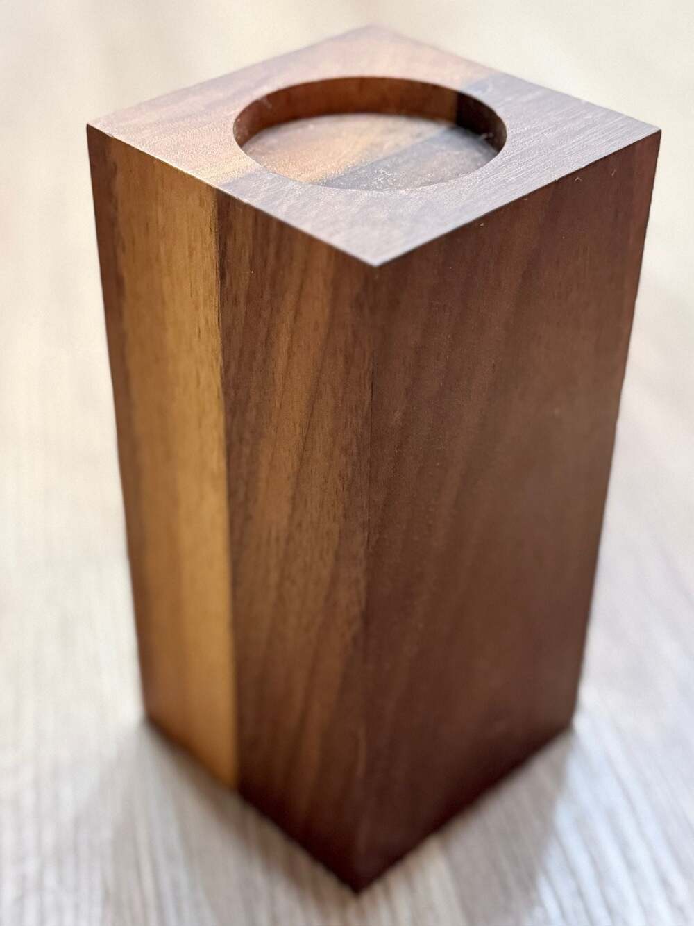Simon Pearce Walnut Wood Pillar Candle Holder